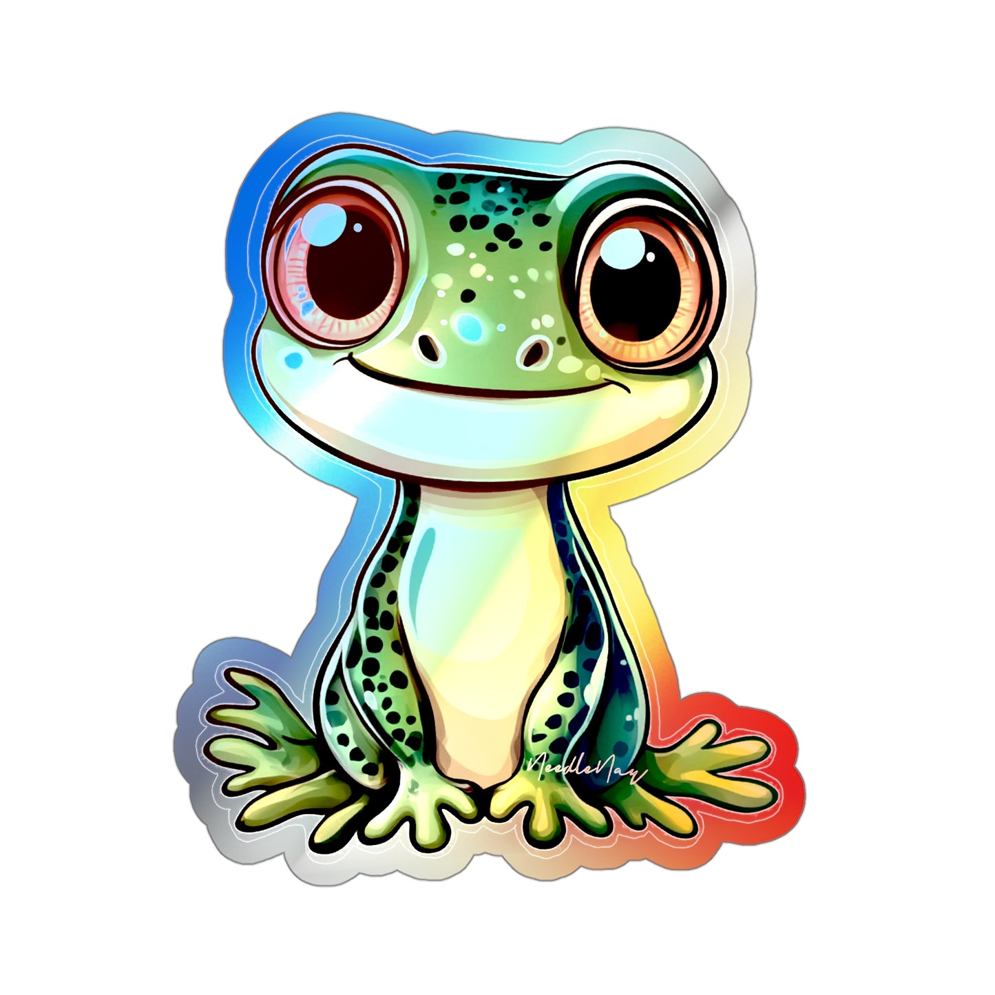 Reptile Cuties – Holographic Gecko Sticker for Kids