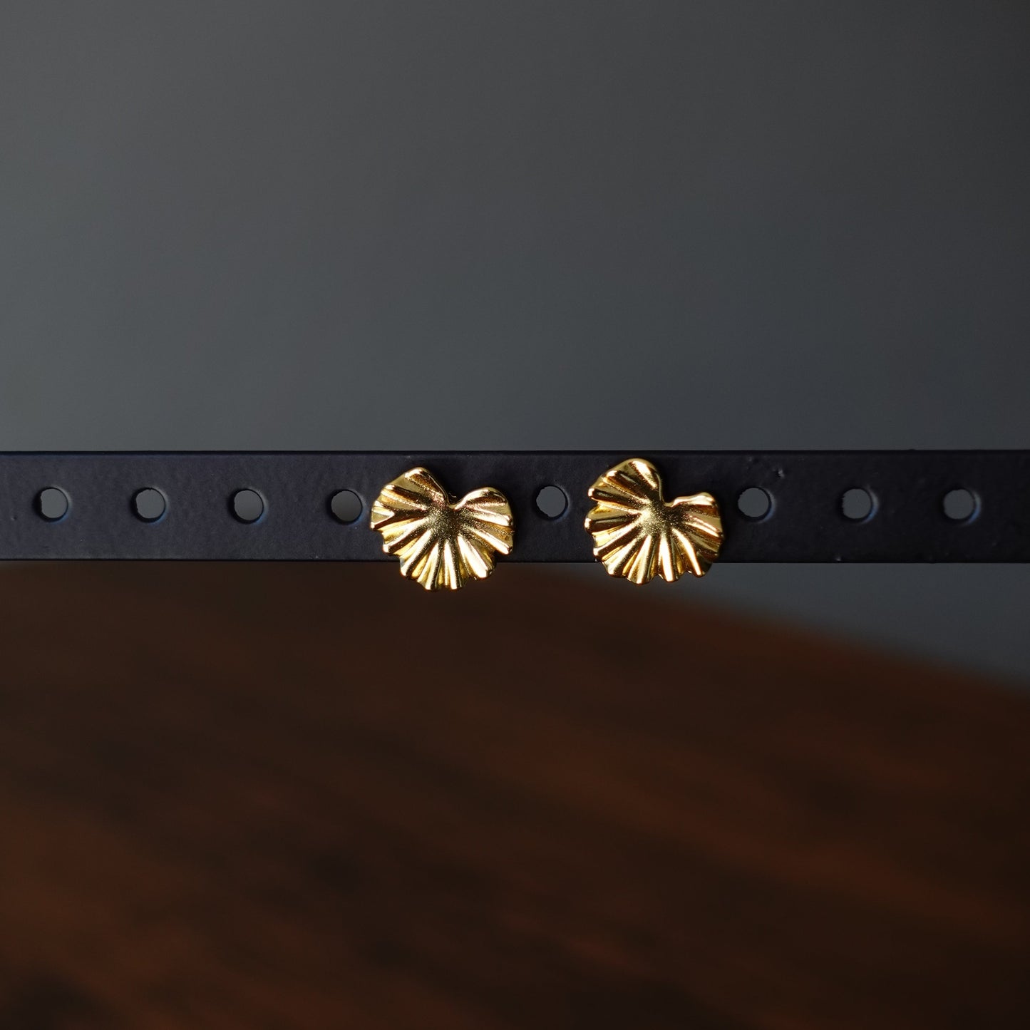 Gold Fan Shell Stud Earrings