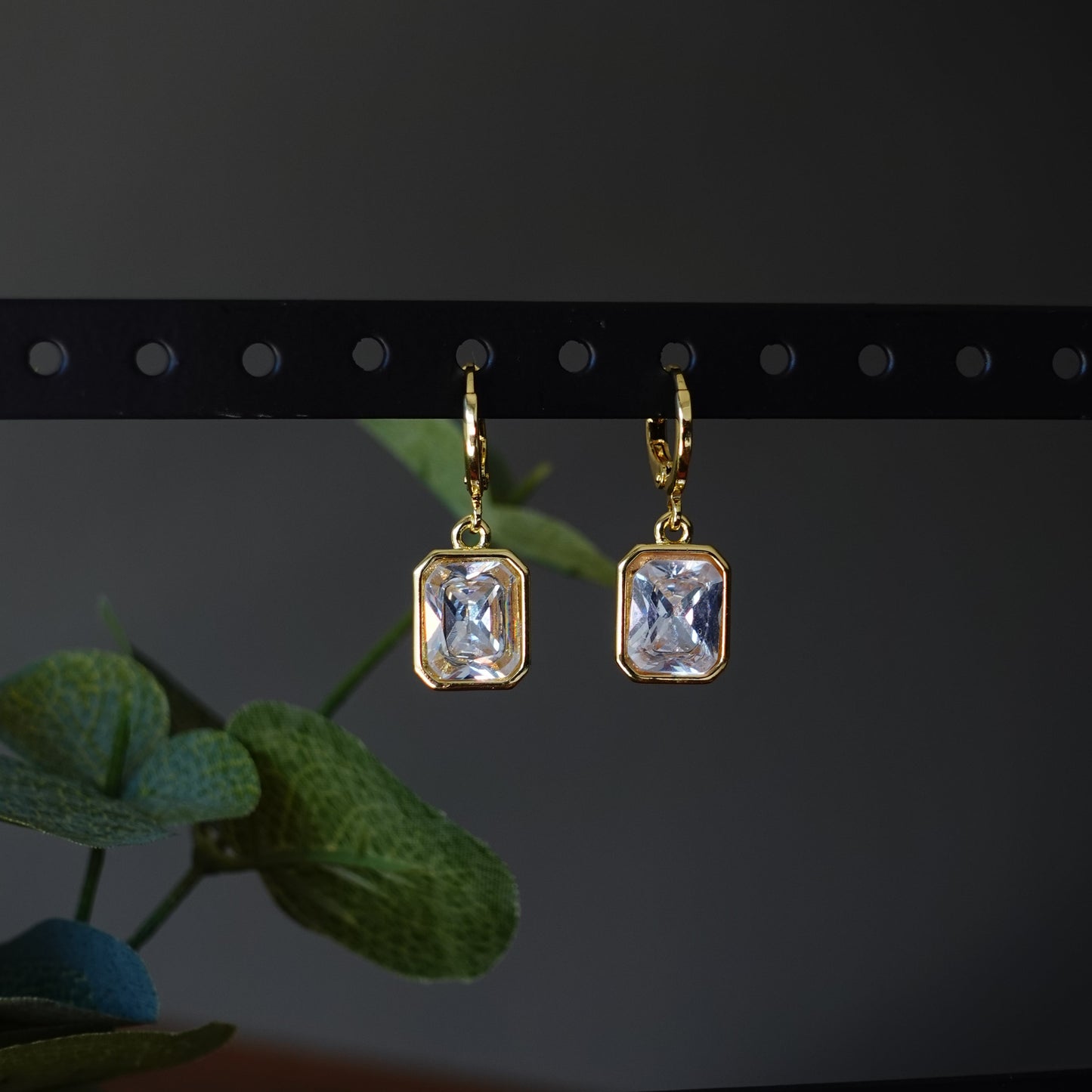 Elegant Gold-Plated Earrings with Gem Accents