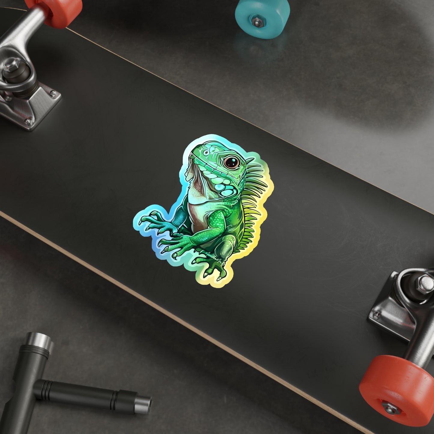 Reptile Cuties– Holographic Iguana Sticker for Kids