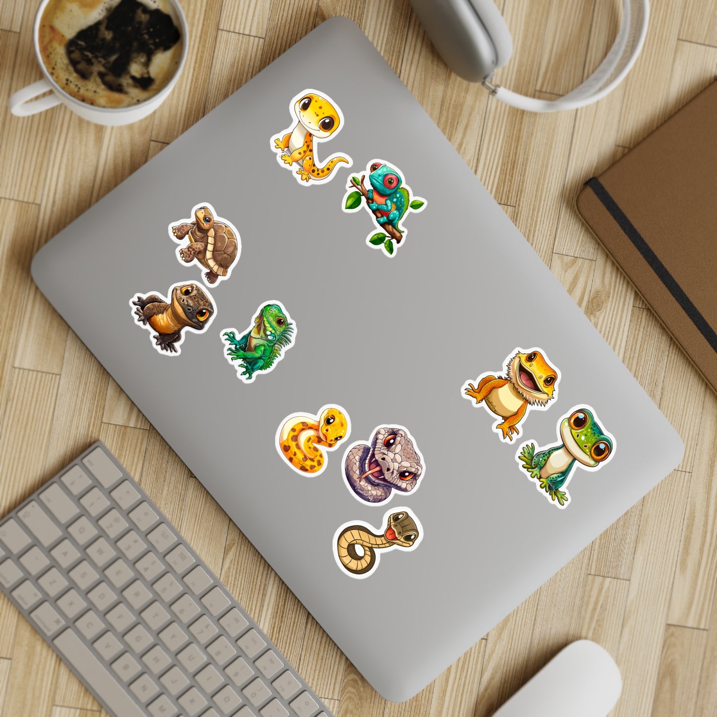 Colorful Reptilian Sticker Sheet Bundle - 10 Fun Designs for Kids & Nature Lovers