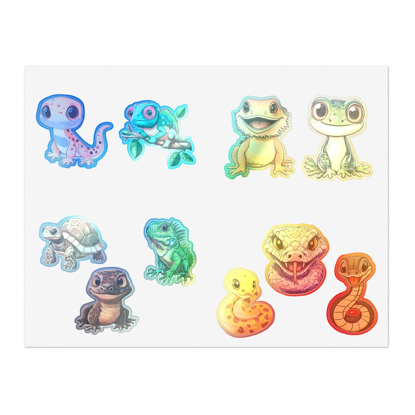 Colorful Reptilian Sticker Sheet Bundle - 10 Fun Designs for Kids & Nature Lovers