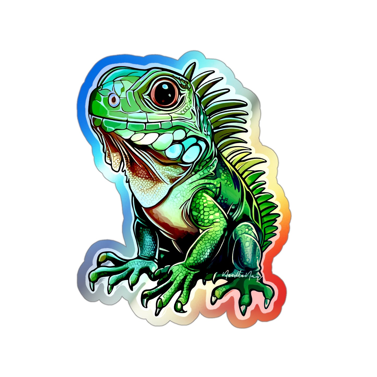 Reptile Cuties– Holographic Iguana Sticker for Kids