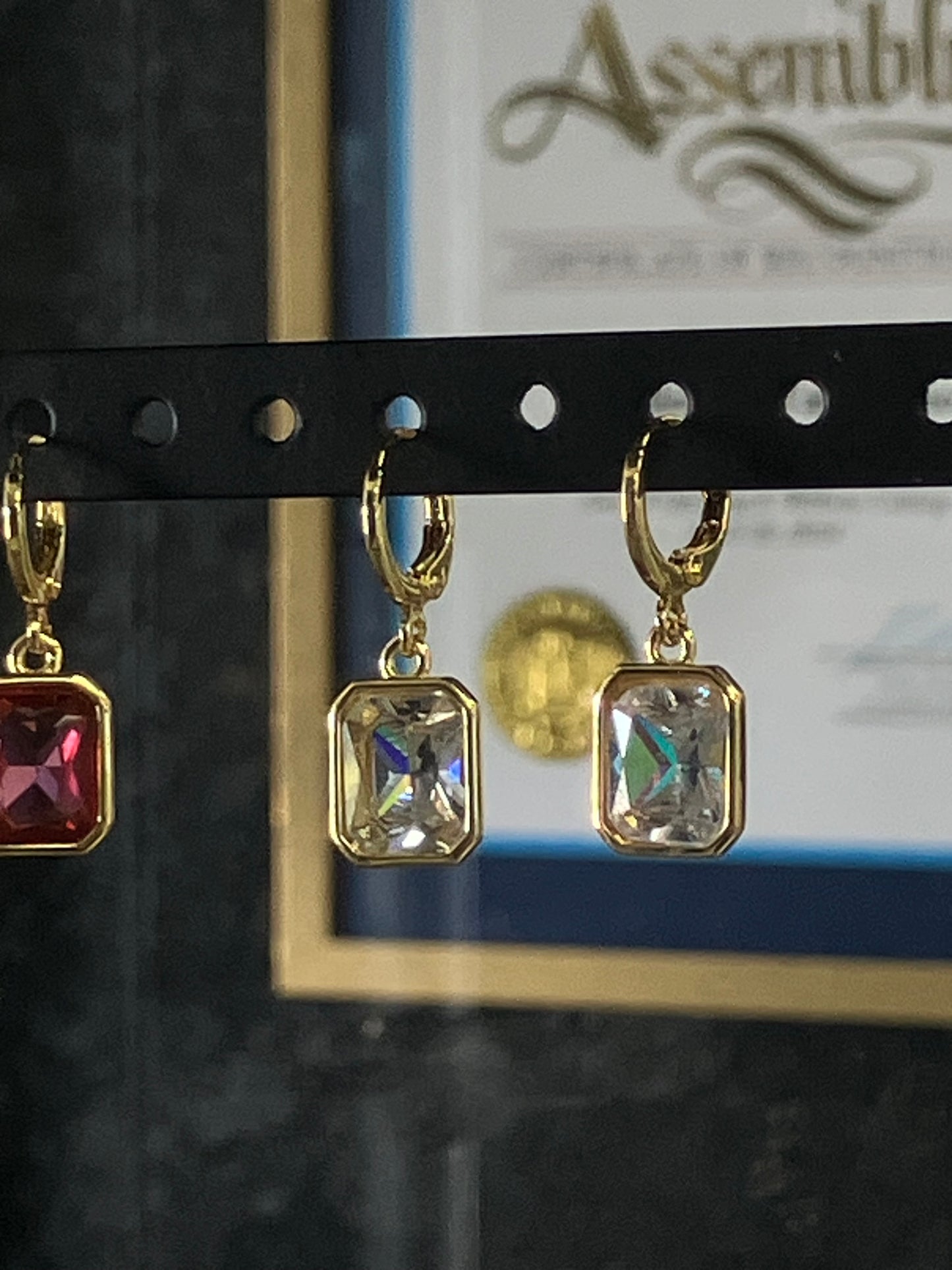 Elegant Gold-Plated Earrings with Gem Accents