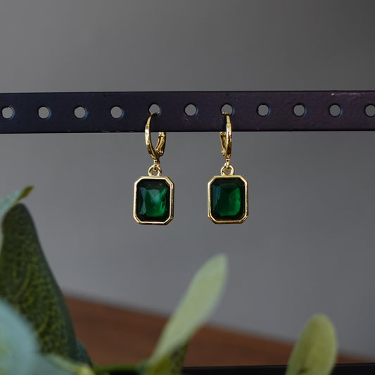 Elegant Gold-Plated Earrings with Gem Accents